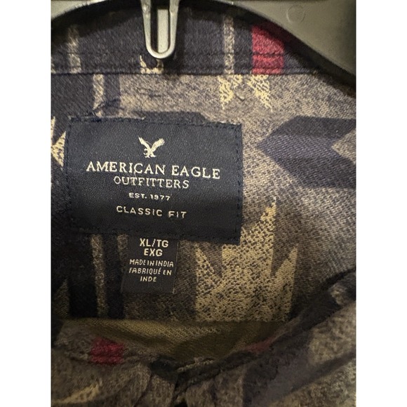 AMERICAN EAGLE 100 % Cotton Southwestern Button Long Sleeve Heavyweight Shirt XL - Picture 2 of 3